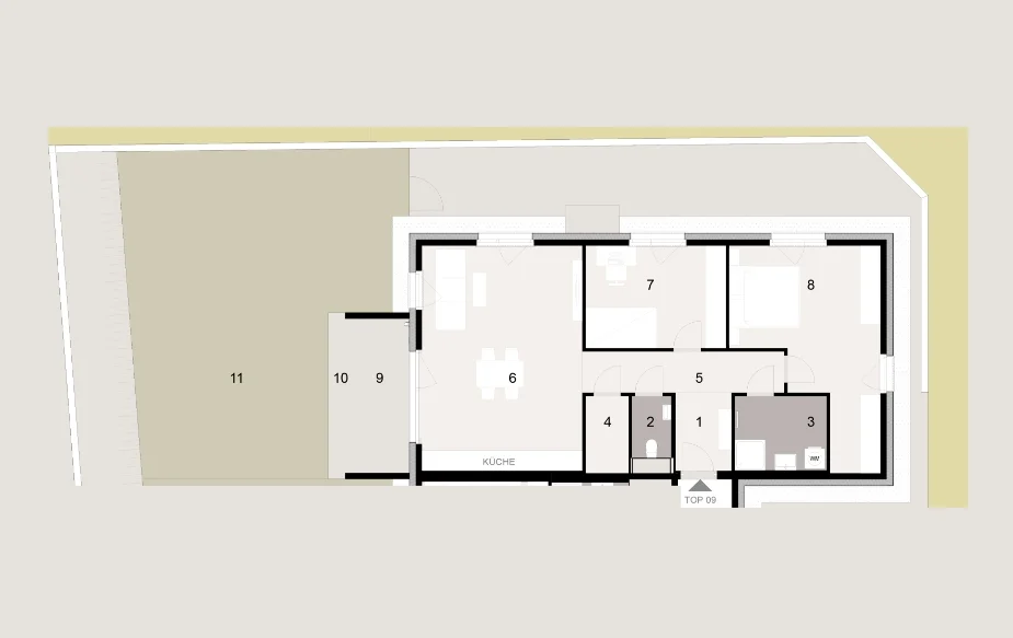 Beispielgrundriss für eine 3 Zimmerwohnung